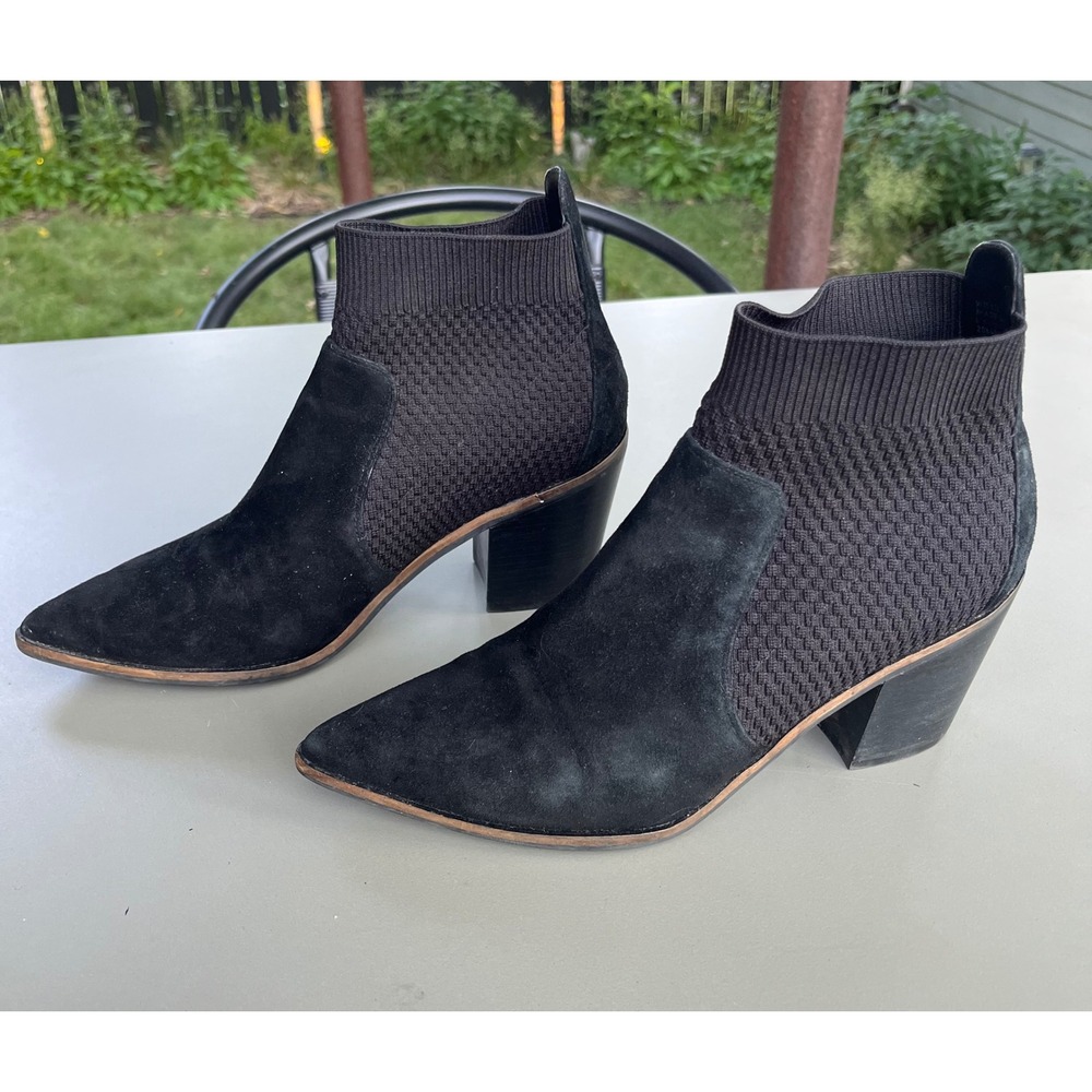 Cole Haan Grand OS Maggie Black Suede Bootie Block Heel Womens 8B